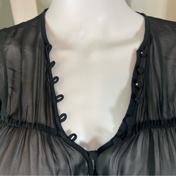 NWT La Ligne Silk Left Bank Black Sheer Long Sleeve Dress angel sleeves Small - Picture 6 of 13